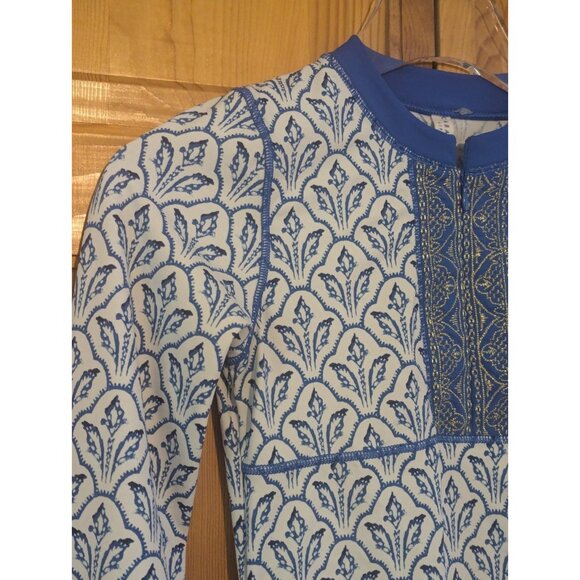 Cabana Life Girls Rash Guard Size 10 Swim Shirt Blue Embroidered Long Sleeve - Picture 6 of 15